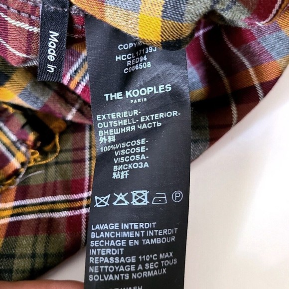 The Kooples Size Large Long Sleeve Destroyed Plaid Button Up Shirt - Picture 14 of 15